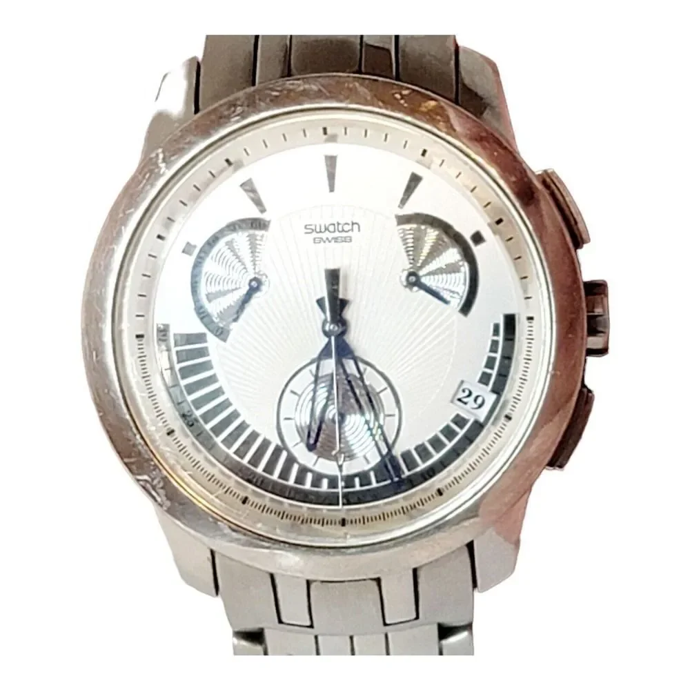 Swatch RARE Irony Retrograde Blue Signs YRS402G 2007 Mens‎ Watch New Battery